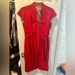 Sexy red zip dress.
